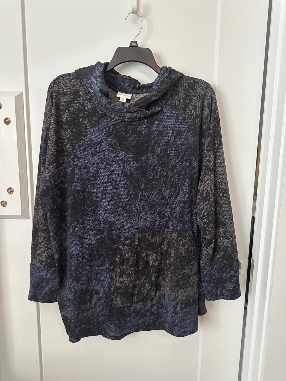LuLaRoe Women's Black & Navy Cowl Neck Hooded Sweater